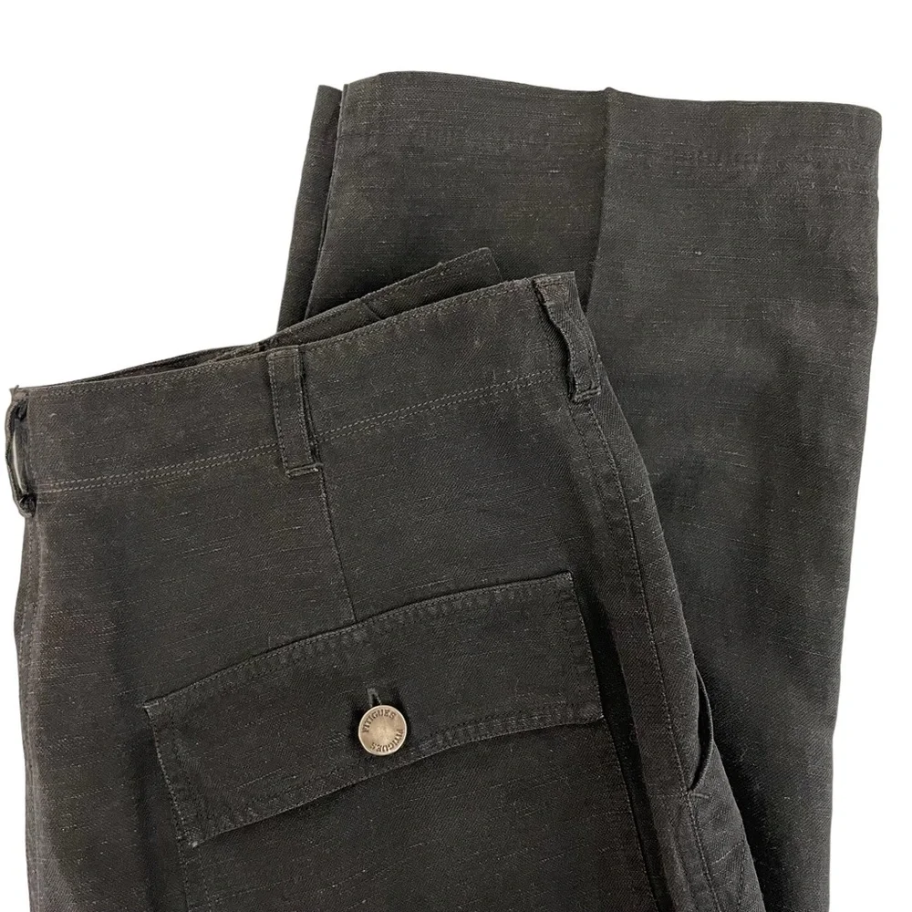Fitigues Black Silk Linen Blend Pants - Picture 1 of 8